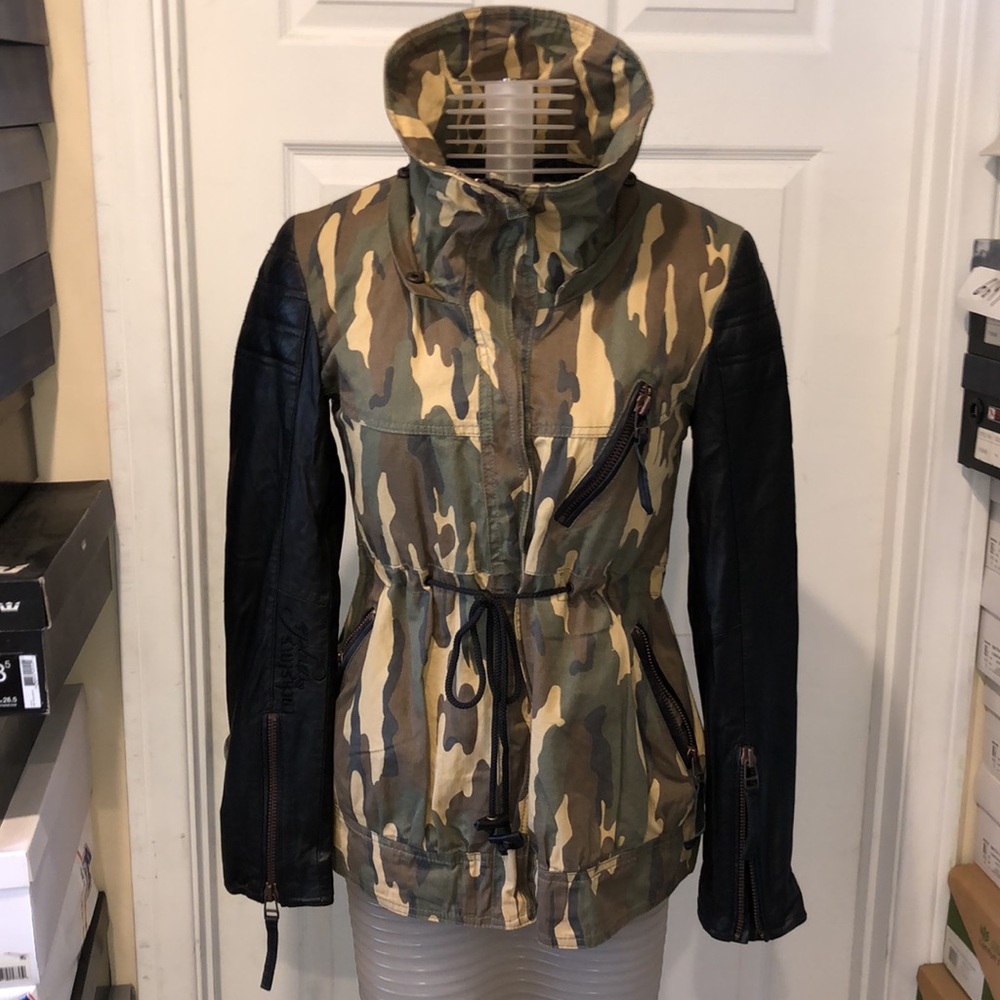 NWT Rockstar & Angels Removable fur hoodie jacket camouflage army - Picture 9 of 16